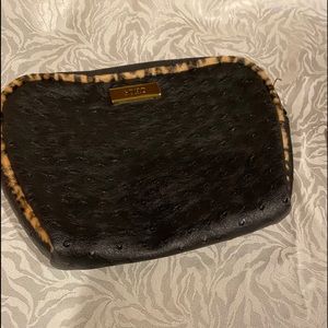 Soho bag 8” x 6 1/2” Black with leopard print trim